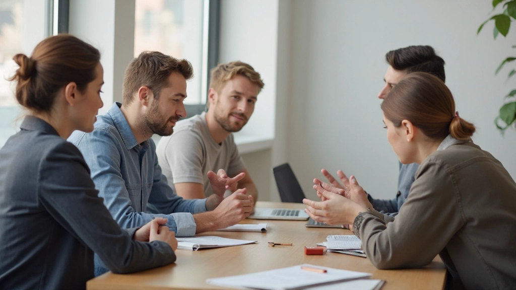 Zakelijke vergadering met directe communicatie en open discussie