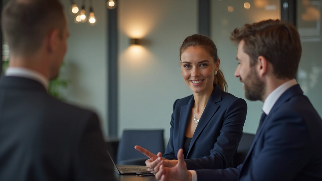 Zakelijke vrouw die professioneel communiceert in een kantooromgeving