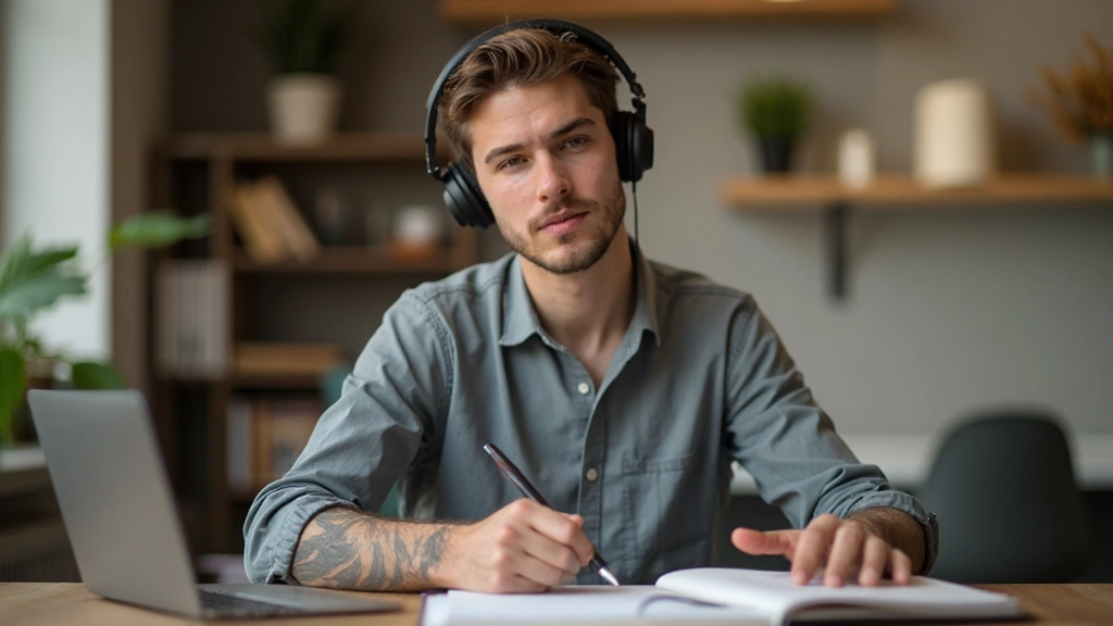 Student die aan uitspraak en accent werkt in een klassikaal